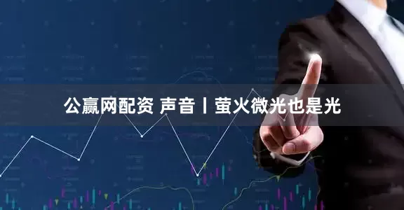 公赢网配资 声音丨萤火微光也是光